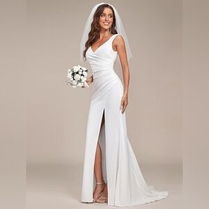 Elegant White Sleeveless Gown NWOT